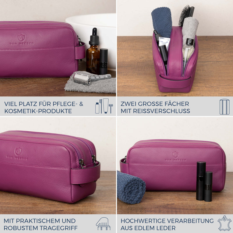 Kulturbeutel mit 2 Hauptfächern (Genarbt)