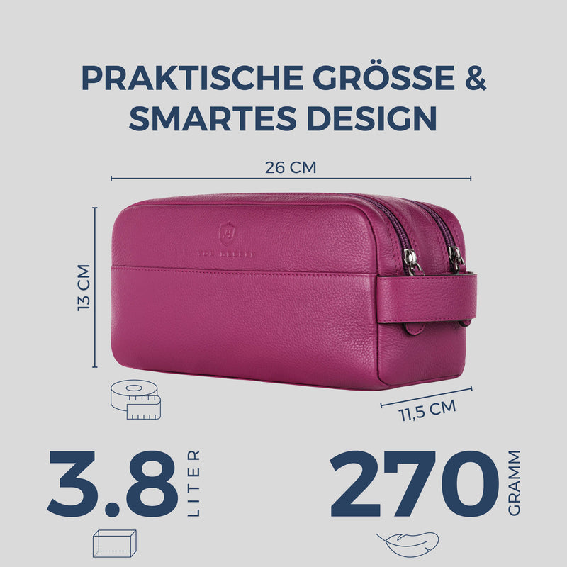 Kulturbeutel mit 2 Hauptfächern (Genarbt)