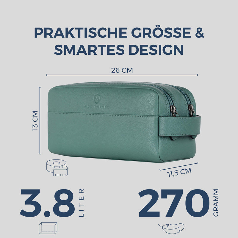 Kulturbeutel mit 2 Hauptfächern (Genarbt)