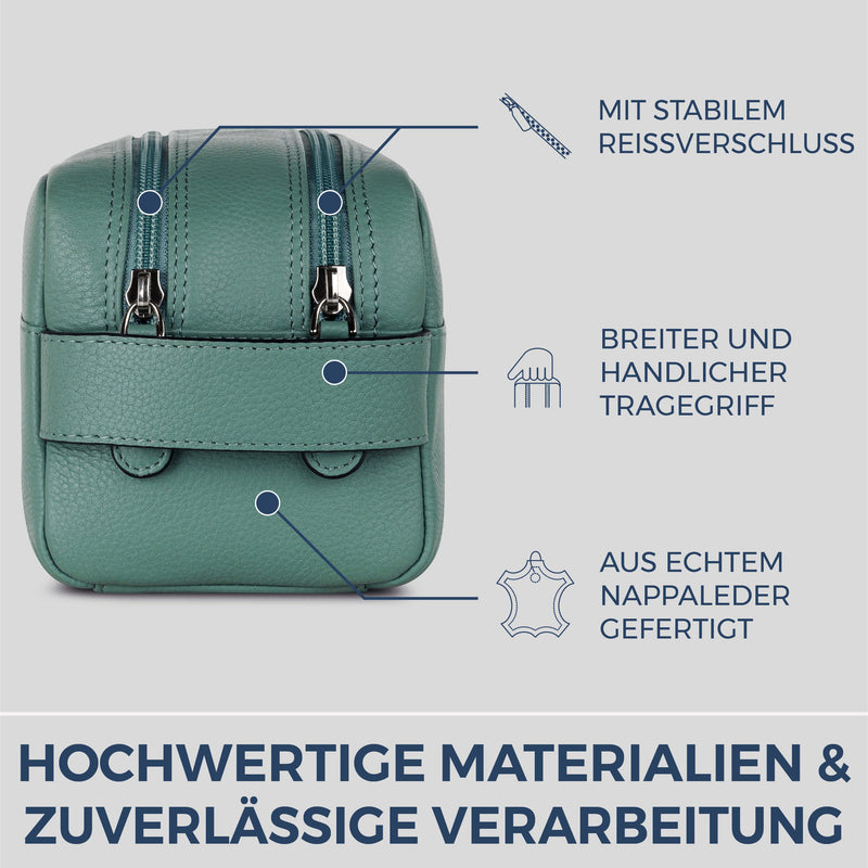 Kulturbeutel mit 2 Hauptfächern (Genarbt)