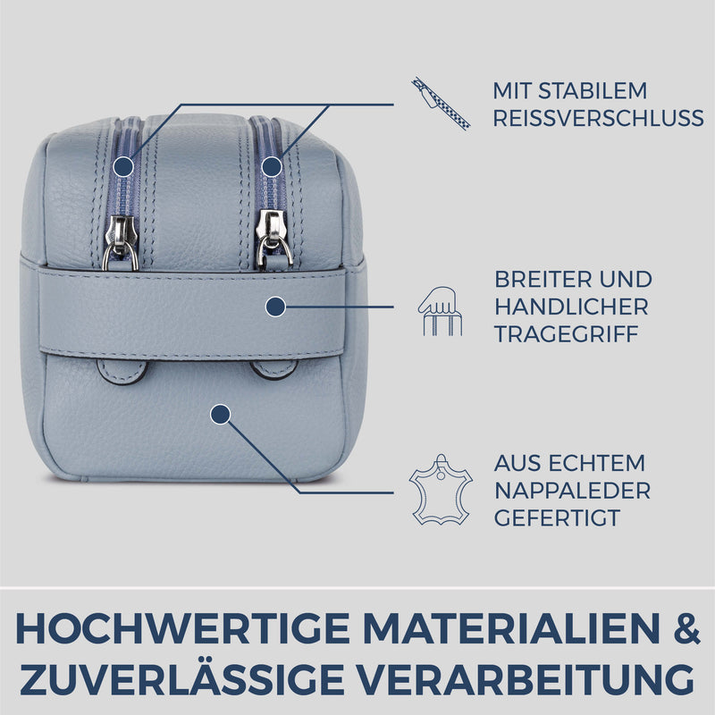 Kulturbeutel mit 2 Hauptfächern (Genarbt)