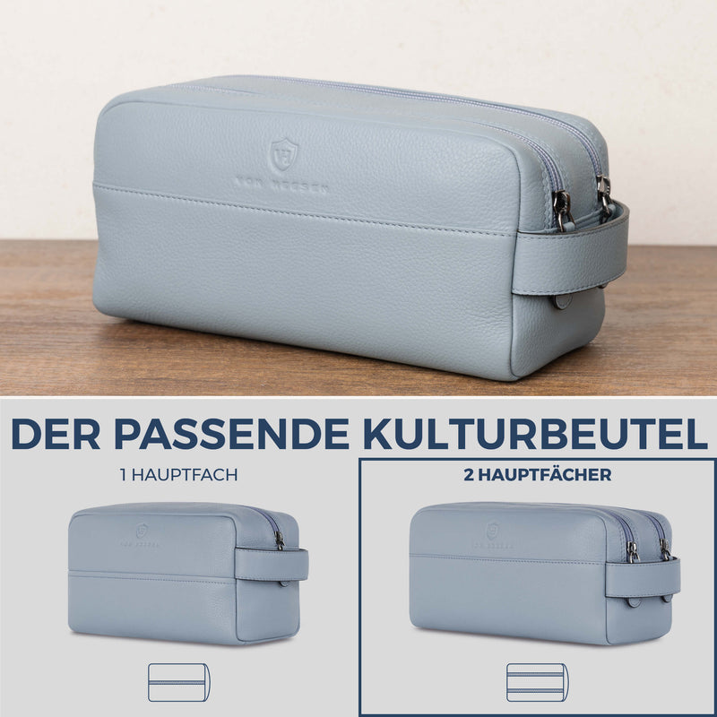 Kulturbeutel mit 2 Hauptfächern (Genarbt)