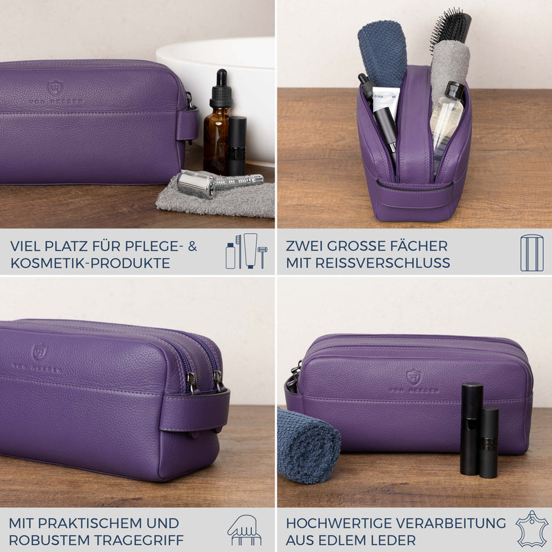 Kulturbeutel mit 2 Hauptfächern (Genarbt)