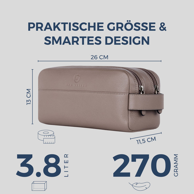 Kulturbeutel mit 2 Hauptfächern (Genarbt)