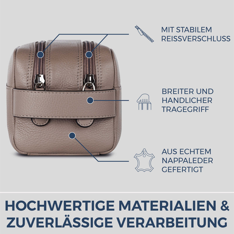 Kulturbeutel mit 2 Hauptfächern (Genarbt)