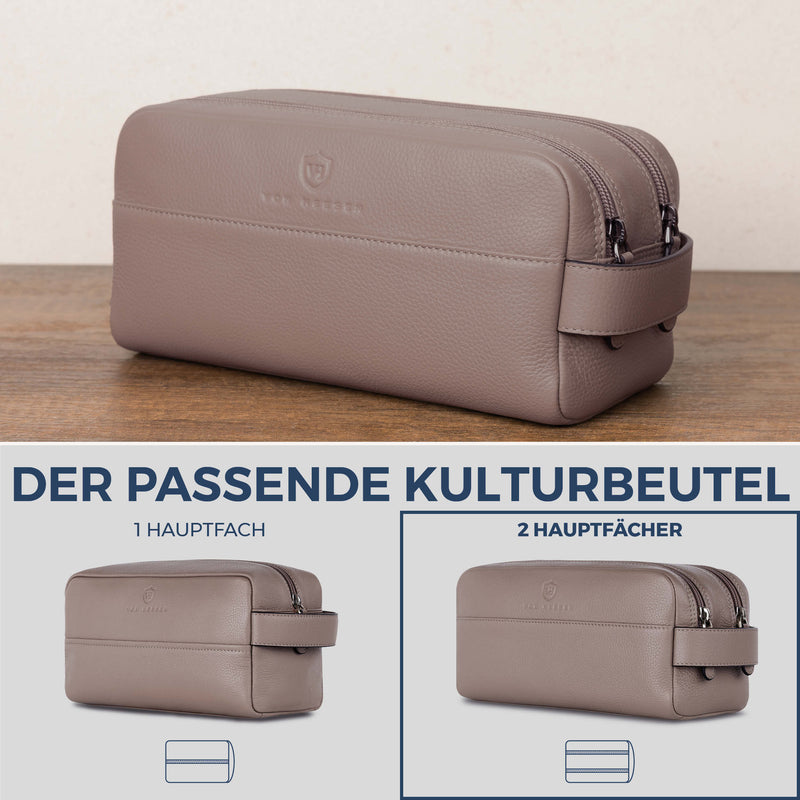 Kulturbeutel mit 2 Hauptfächern (Genarbt)