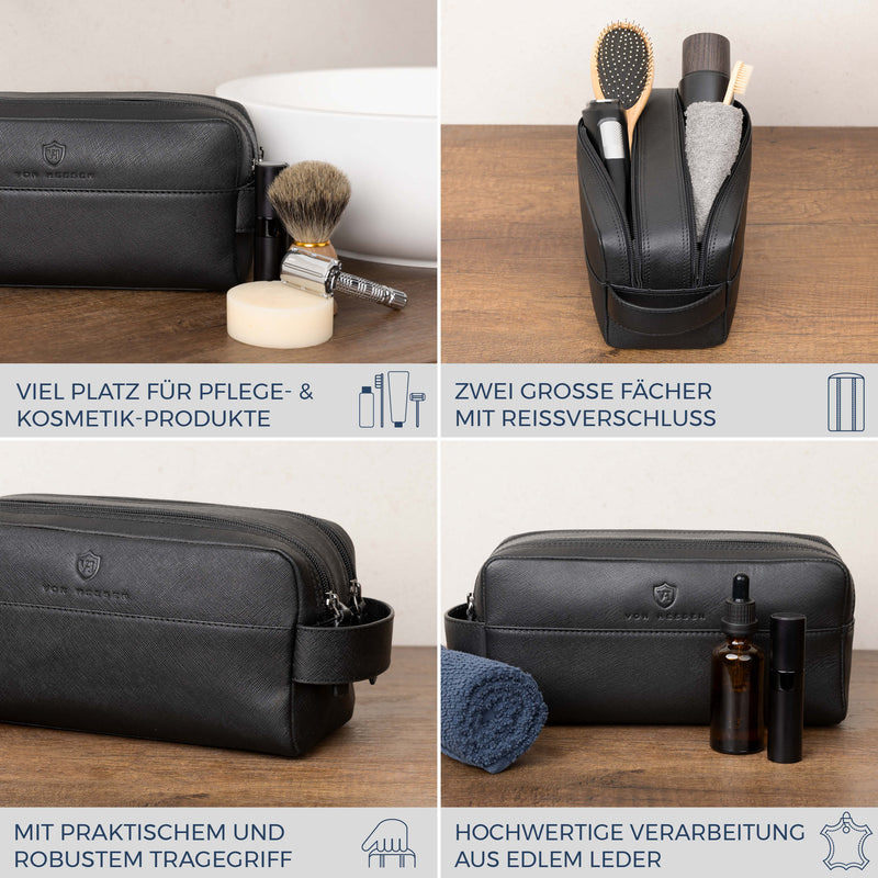 Kulturbeutel mit 2 Hauptfächern (Saffiano)