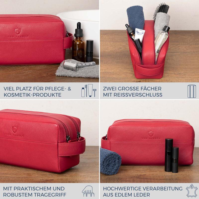 Kulturbeutel mit 2 Hauptfächern (Saffiano)