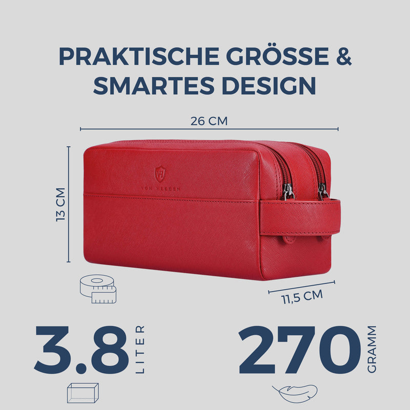 Kulturbeutel mit 2 Hauptfächern (Saffiano)