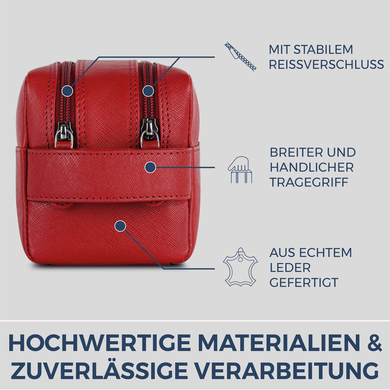 Kulturbeutel mit 2 Hauptfächern (Saffiano)