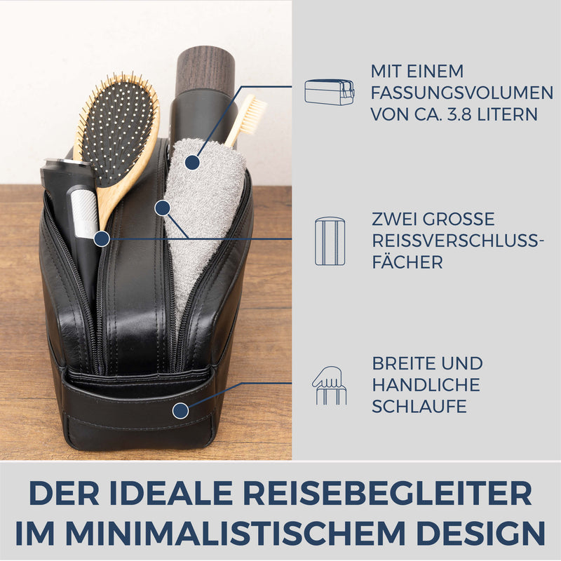 Kulturbeutel mit 2 Hauptfächern (Glatt)