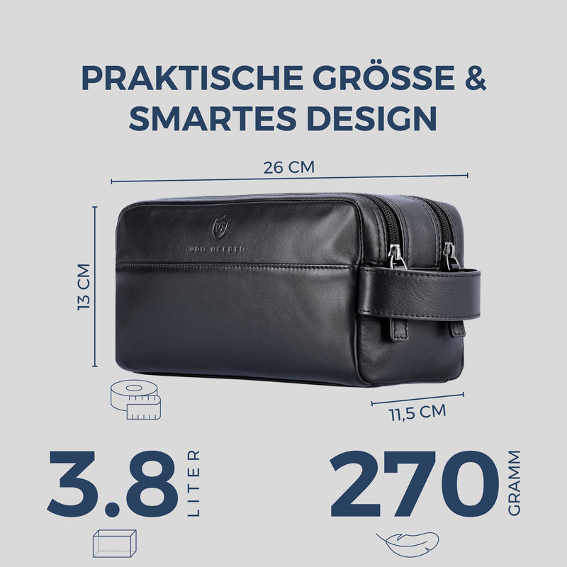 Kulturbeutel mit 2 Hauptfächern (Glatt)