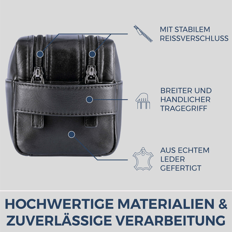 Kulturbeutel mit 2 Hauptfächern (Glatt)