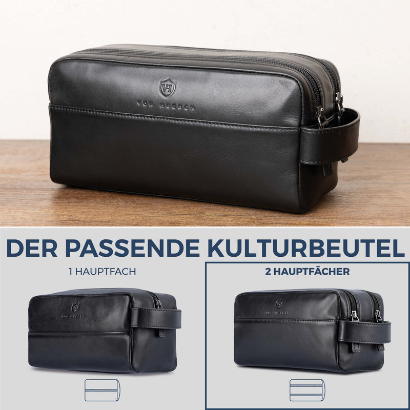 Kulturbeutel mit 2 Hauptfächern (Glatt)