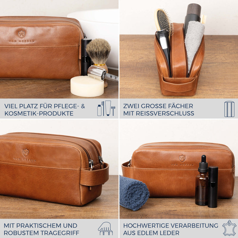 Kulturbeutel mit 2 Hauptfächern (Glatt)