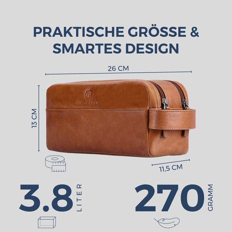 Kulturbeutel mit 2 Hauptfächern (Glatt)