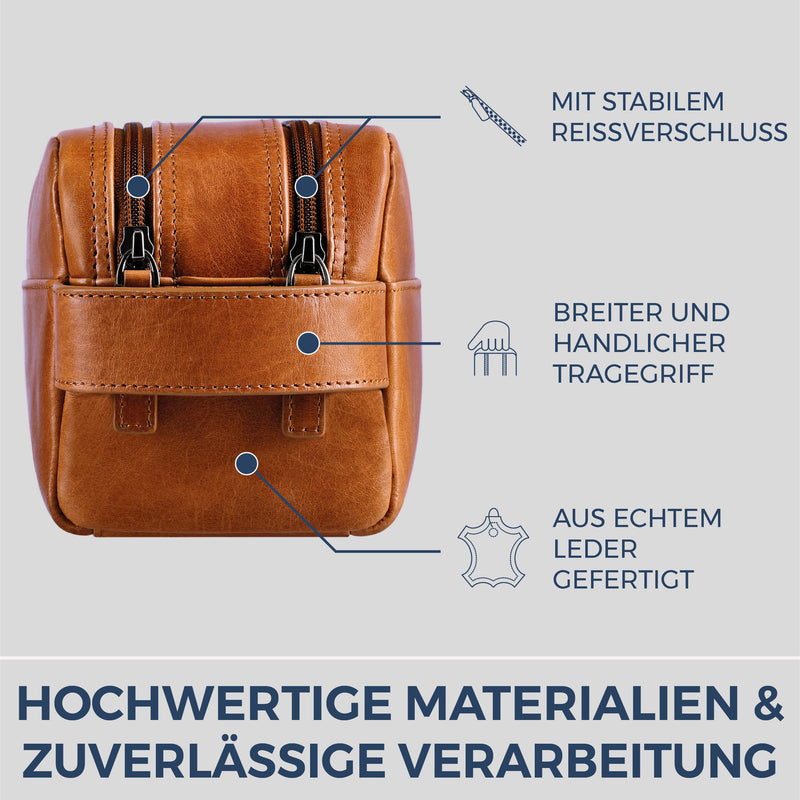 Kulturbeutel mit 2 Hauptfächern (Glatt)