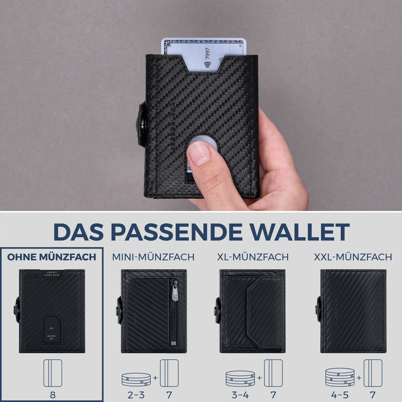 Slim Wallet mit RFID-Schutz & 8 Kartenfächer (Carbon)