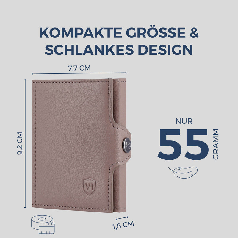 Slim Wallet mit RFID-Schutz & 8 Kartenfächer (Genarbt)