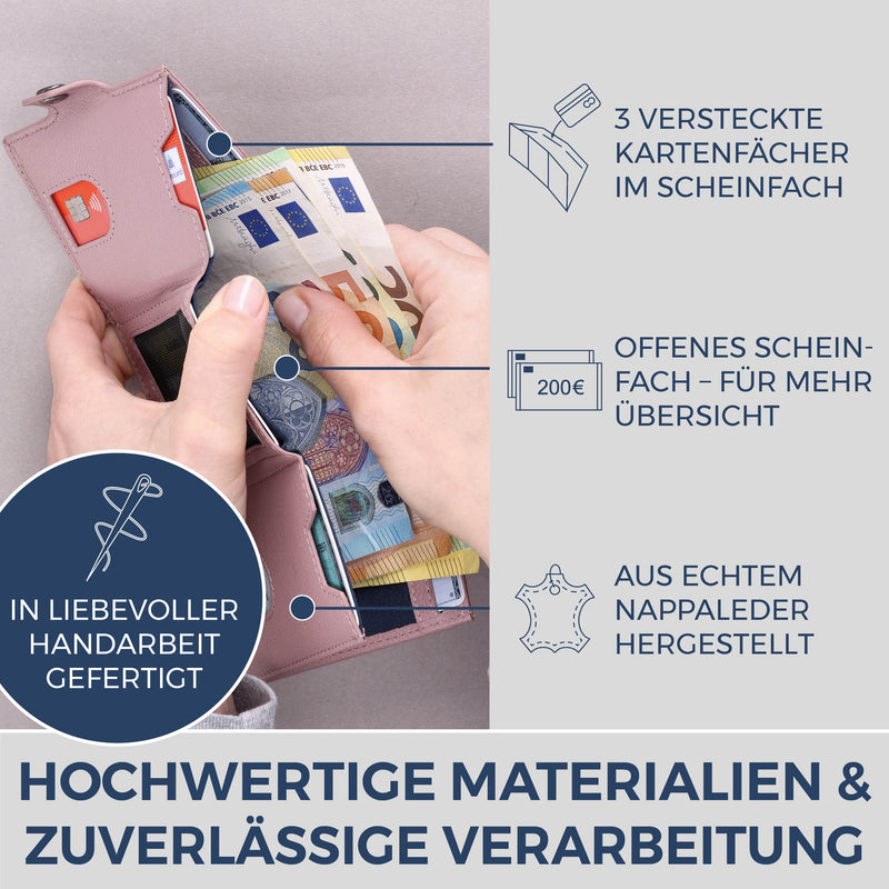 Slim Wallet mit RFID-Schutz & 8 Kartenfächer (Genarbt)