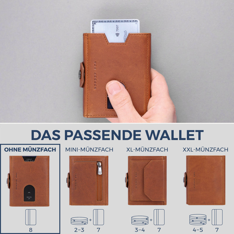 Slim Wallet mit RFID-Schutz & 8 Kartenfächer (Waxy)