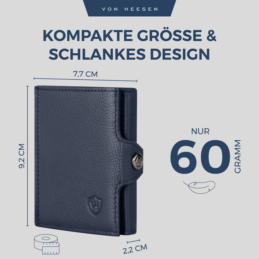 Slim Wallet mit RFID-Schutz, 5 Kartenfächer & Mini-Münzfach (Carbon) – VON HEESEN
