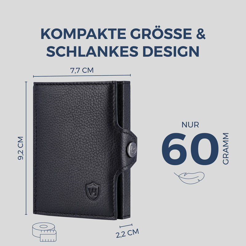 Slim Wallet mit RFID-Schutz, 7 Kartenfächer & Mini-Münzfach (Genarbt)