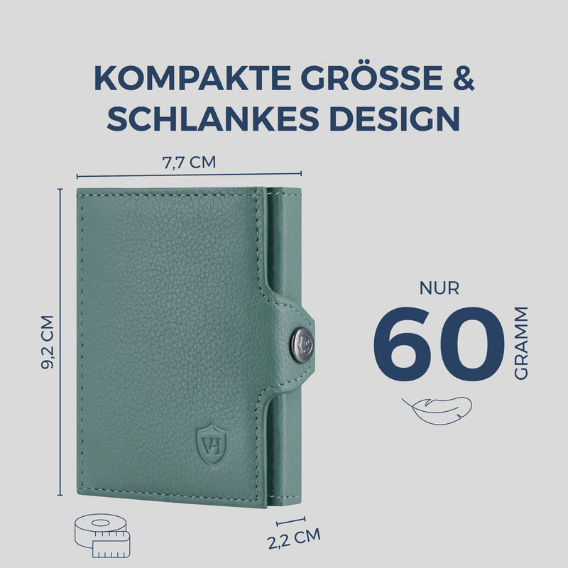 Slim Wallet mit RFID-Schutz, 7 Kartenfächer & Mini-Münzfach (Genarbt)