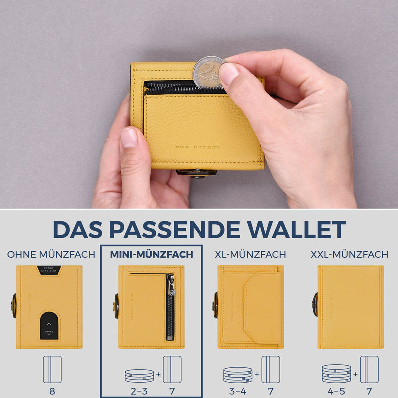 Slim Wallet mit RFID-Schutz, 7 Kartenfächer & Mini-Münzfach (Genarbt)