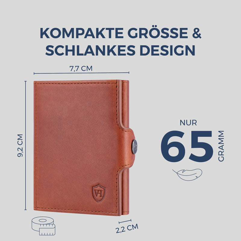 Slim Wallet mit RFID-Schutz, 7 Kartenfächer & Mini-Münzfach (Waxy)