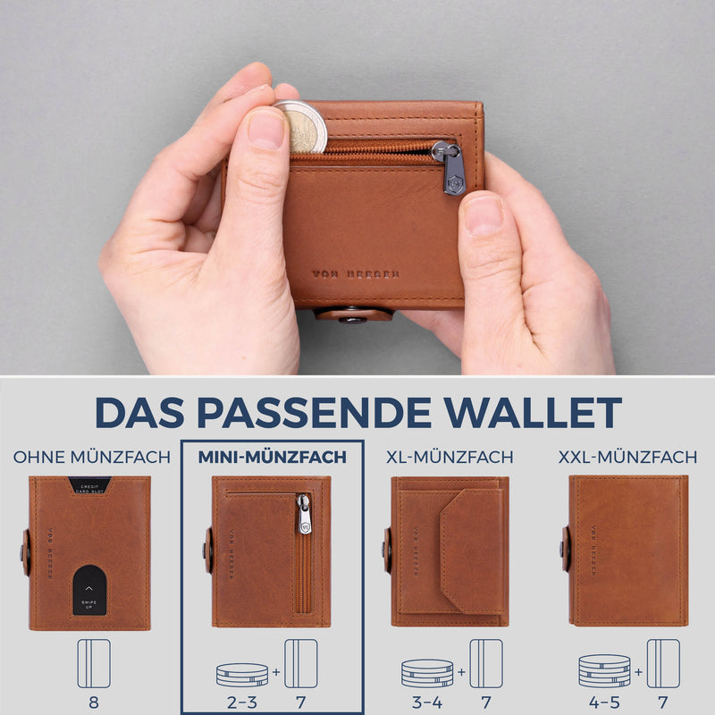 Slim Wallet mit RFID-Schutz, 7 Kartenfächer & Mini-Münzfach (Waxy)