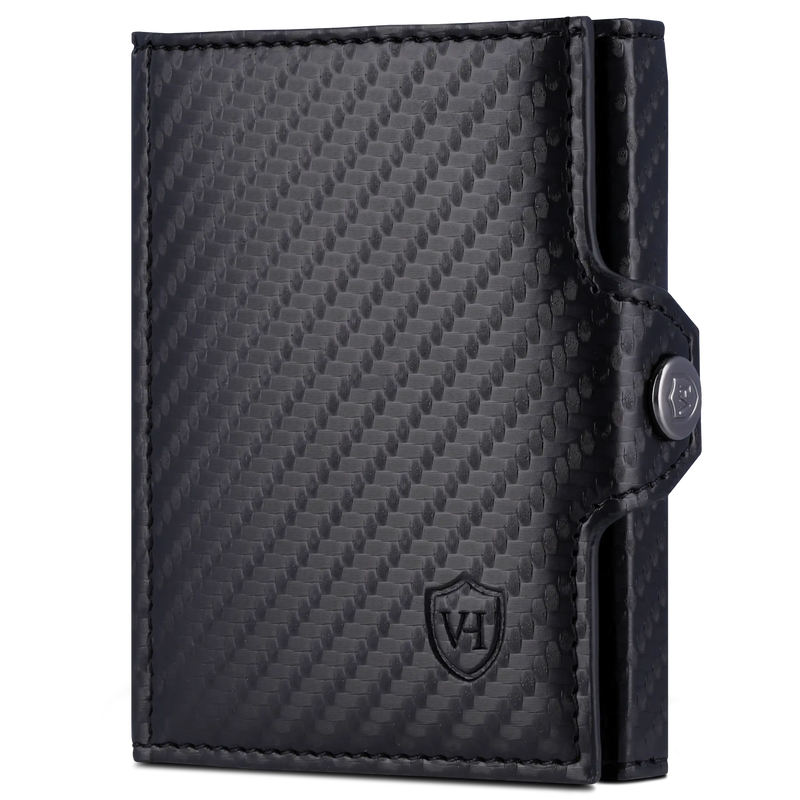 Slim Wallet mit RFID-Schutz, 7 Kartenfächer & XL-Münzfach (Carbon)