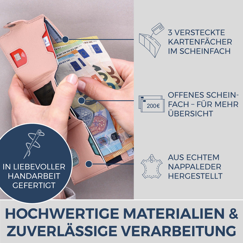 Slim Wallet mit RFID-Schutz, 7 Kartenfächer & XL-Münzfach (Genarbt)