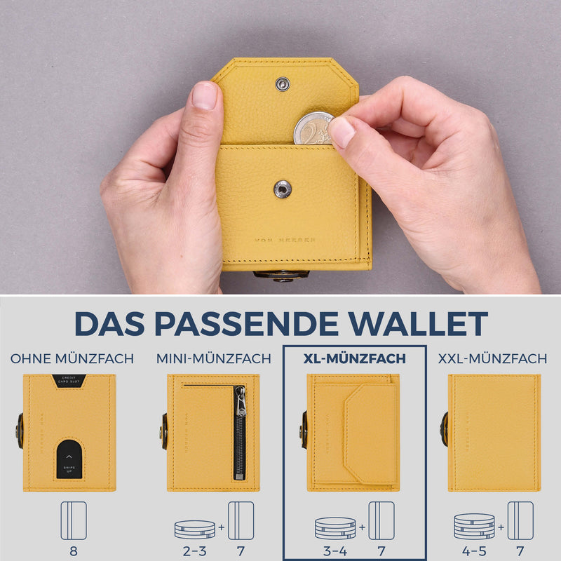Slim Wallet mit RFID-Schutz, 7 Kartenfächer & XL-Münzfach (Genarbt)