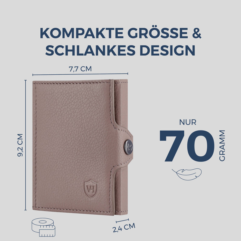 Slim Wallet mit RFID-Schutz, 7 Kartenfächer & XL-Münzfach (Genarbt)