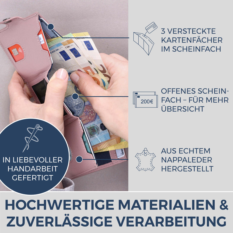 Slim Wallet mit RFID-Schutz, 7 Kartenfächer & XL-Münzfach (Genarbt)