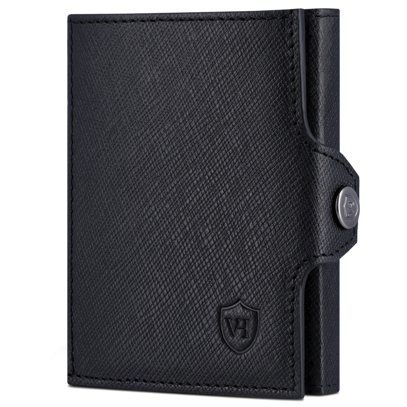 Slim Wallet mit RFID-Schutz, 7 Kartenfächer & XL-Münzfach (Saffiano)