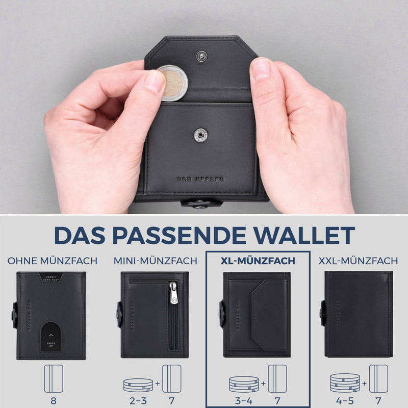 Slim Wallet mit RFID-Schutz, 7 Kartenfächer & XL-Münzfach (Waxy)