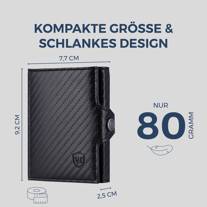 Slim Wallet mit RFID-Schutz, 7 Kartenfächer & XXL-Münzfach (Carbon)