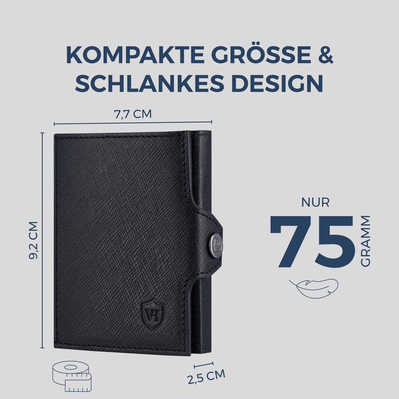 Slim Wallet mit RFID-Schutz, 7 Kartenfächer & XXL-Münzfach (Saffiano)