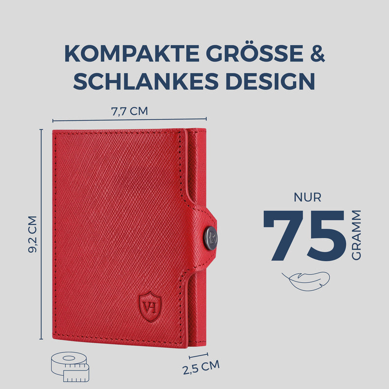 Slim Wallet mit RFID-Schutz, 7 Kartenfächer & XXL-Münzfach (Saffiano)