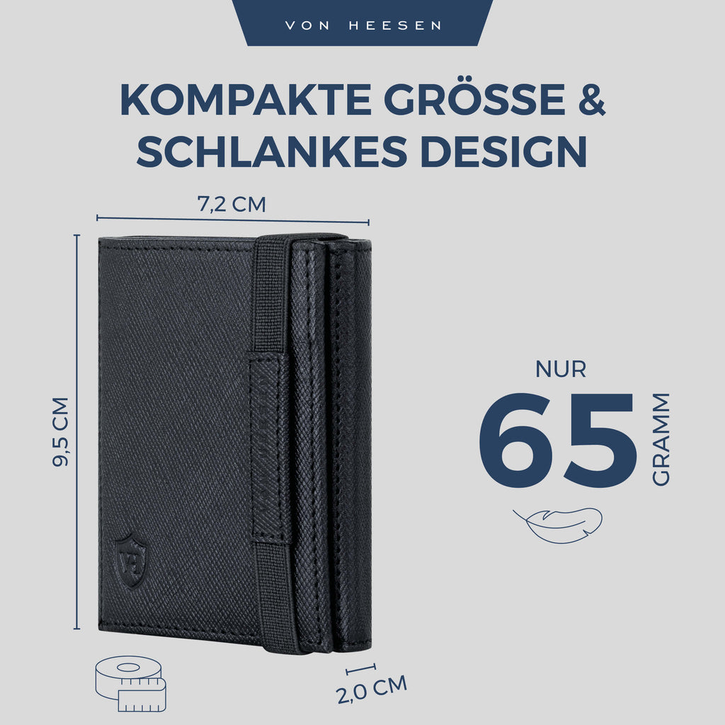 Produktbild von VON HEESEN Leder Geldbörse Mit RFID-Schutz - Portemonnaie Für Herren & Damen Aus Echtem Leder - Wallet Mit Münzfach - Geldbeutel Für Männer Und Frauen In Cognac Braun