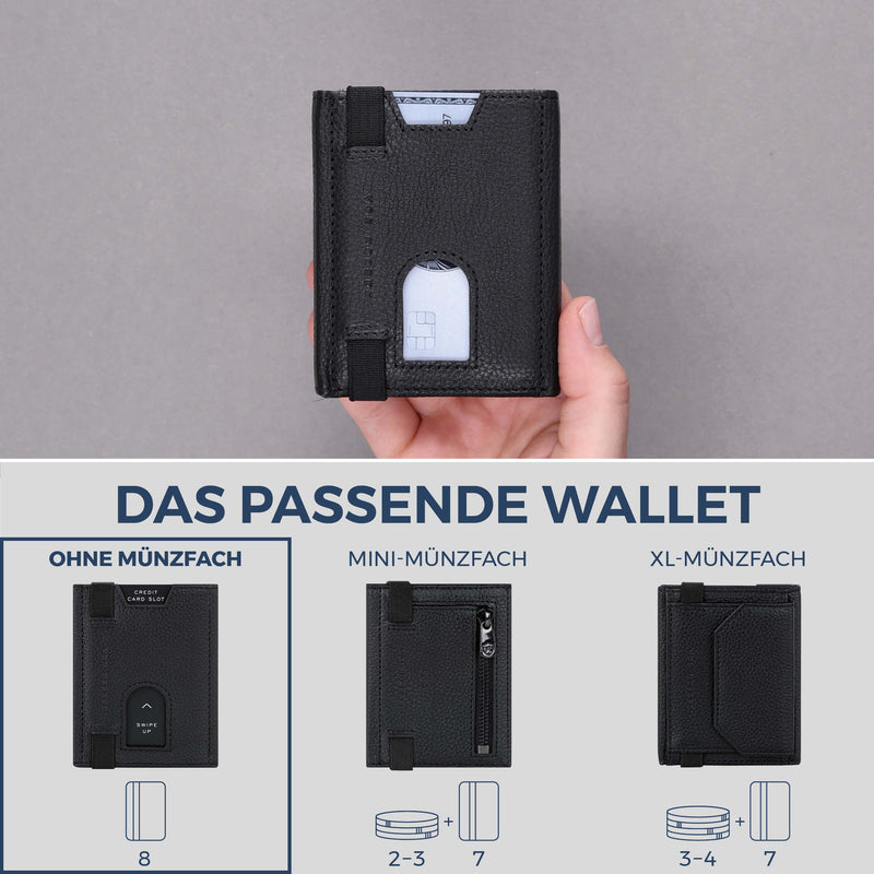 Slim Wallet mit RFID-Schutz & 8 Kartenfächer (Genarbt)