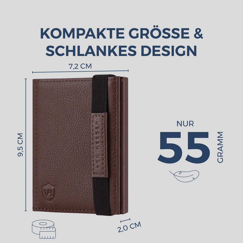 Slim Wallet mit RFID-Schutz & 8 Kartenfächer (Genarbt)