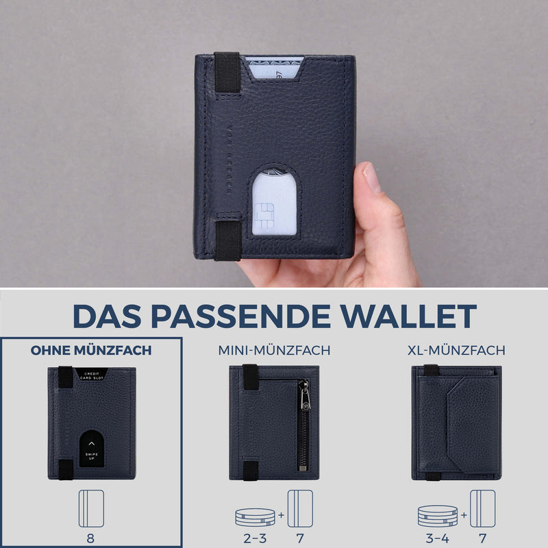 Slim Wallet mit RFID-Schutz & 8 Kartenfächer (Genarbt)