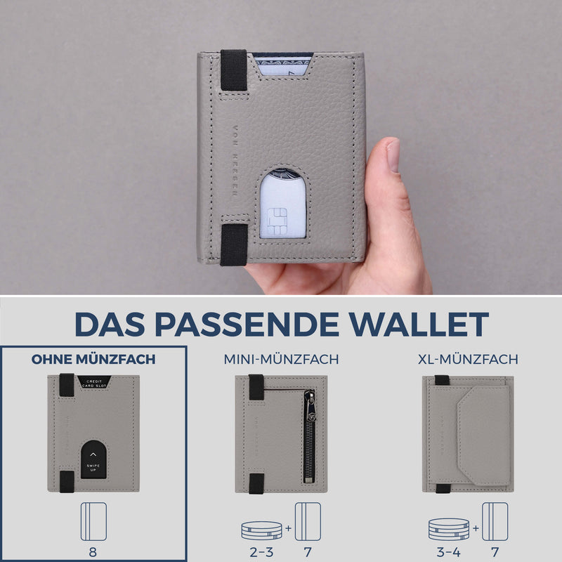 Slim Wallet mit RFID-Schutz & 8 Kartenfächer (Genarbt)