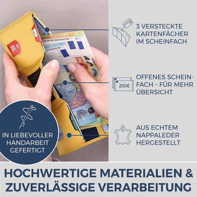Slim Wallet mit RFID-Schutz & 8 Kartenfächer (Genarbt)
