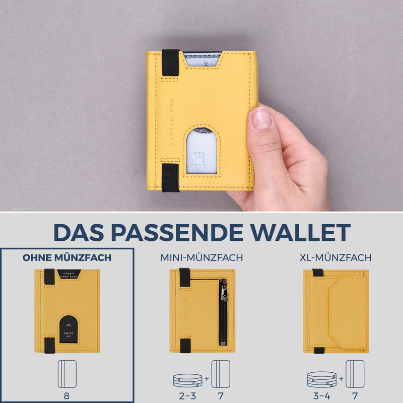 Slim Wallet mit RFID-Schutz & 8 Kartenfächer (Genarbt)
