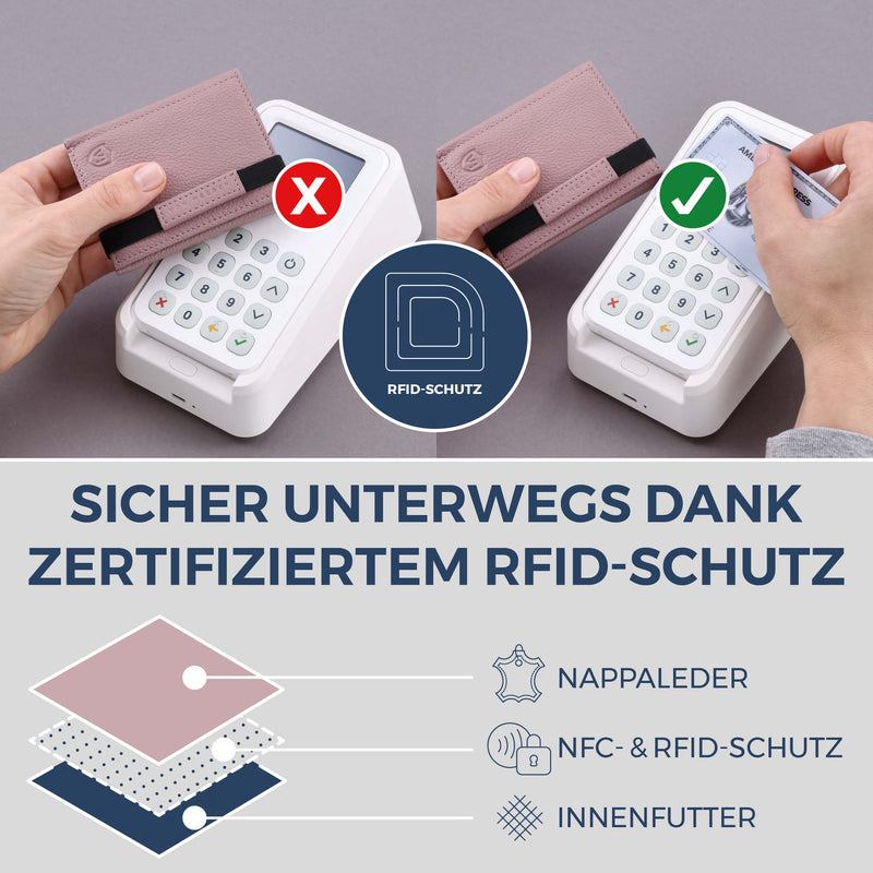 Slim Wallet mit RFID-Schutz & 8 Kartenfächer (Genarbt)
