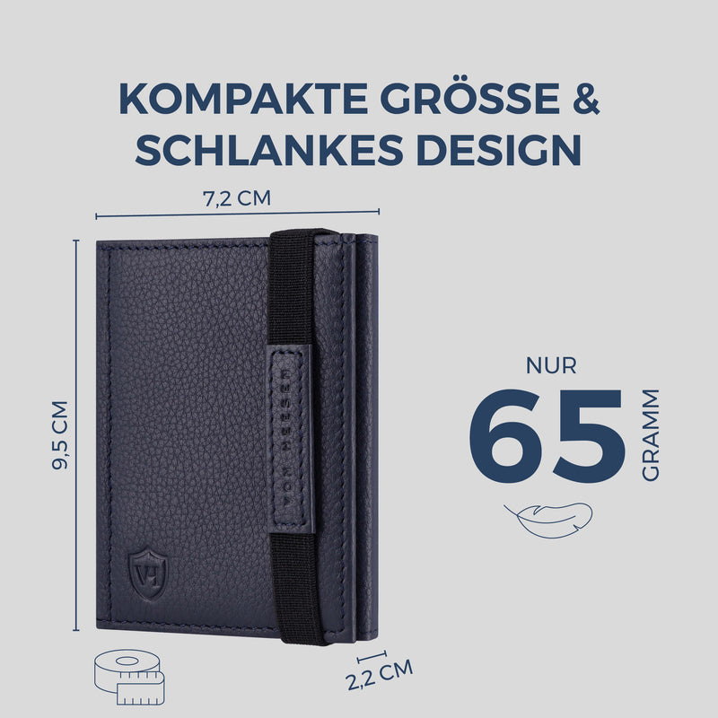 Slim Wallet mit RFID-Schutz, 7 Kartenfächer & Mini-Münzfach (Genarbt)